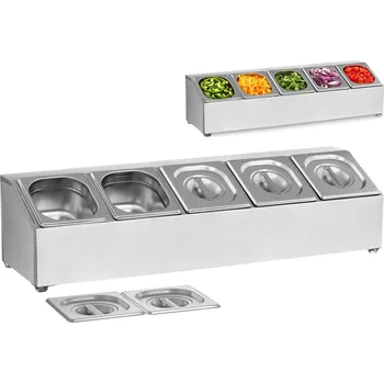 Royal Catering Stojan na 5 × GN1/6 cateringové nádoby + 5 × nádoby