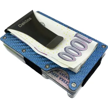 Peněženka Daklos Carbet RFID carbon s klipem modrá
