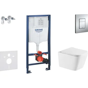 WC sada Grohe Rapid SL - Set předstěnové instalace, klozetu Arkas I a sedátka softclose, tlačítko Skate Cosmopolitan, chrom SANI11BA1111