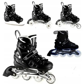 Kolečkové brusle Brusle 2v1 Kolečkové Brusle 4v1 LED ČERNÉ L 39-42 Nastavitelné ABEC-7 270 MM