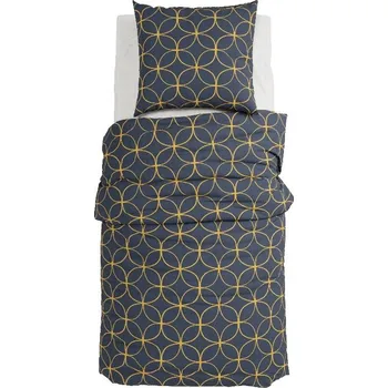 Povlečení GRUND Povlečení NOCTURA 140 × 200 cm, 70 × 90 cm temně modré