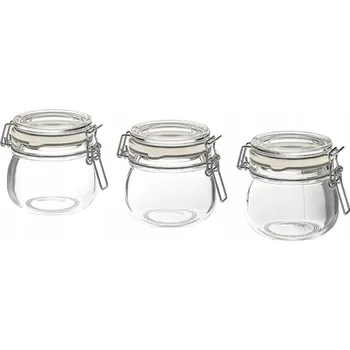 Sklenice IKEA KORKEN sklo Zavařovací Sklenice s víkem 13 cl 3 ks