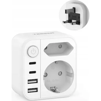 Zabezpečení domácnosti TESSAN Cestovní adaptér – Anglie, Německo, USB-A, USB-C 15 W