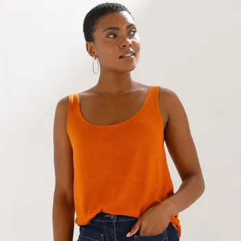 Top se širokými ramínky a 		příměsí lnu oranžová 42/44