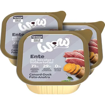 Krmivo pro psa WOW paštika Kachna s batáty Senior 3 × 150 g