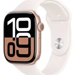 Apple Watch Series 10 46mm Cellular Růžově zlatý hliník se světle ruměným sportovním řemínkem - M/L