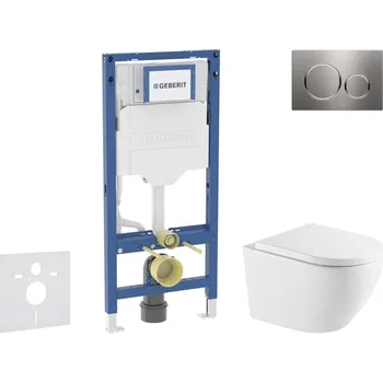 WC sada Geberit Duofix - Set předstěnové instalace, klozetu Oudee a sedátka softclose, tlačítko Sigma20, nerez SANI11CA6173
