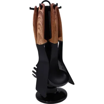 Sada kuchyňského náčiní Royalty Kuchyňské náčiní 7 dílů, barva černá a imitace dřeva