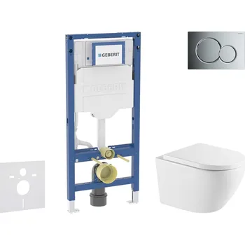 WC sada Geberit Duofix - Set předstěnové instalace, klozetu Oudee a sedátka softclose, tlačítko Sigma01, lesklý chrom SANI11CA1167