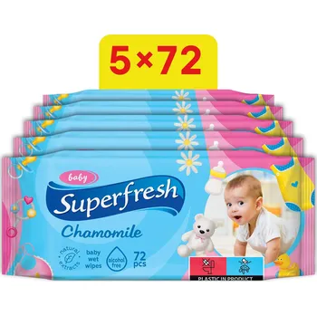 Dětský vlhčený ubrousek Superfresh s heřmánkem 5× 72 ks (360 ks)