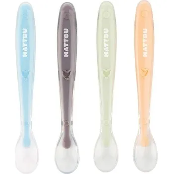 Příbor Nattou lžičky silikonové s měkkým koncem 4 ks