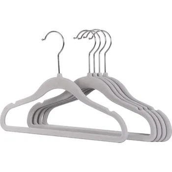 Ramínko Siguro Sada dětských plastových ramínek Velvet Line, šedé, 5 ks