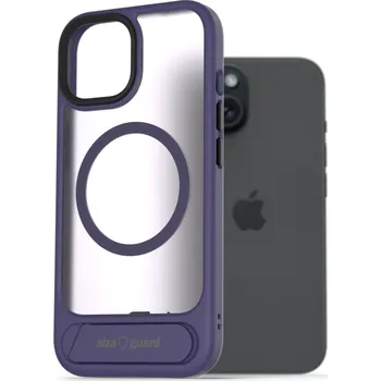 Pouzdro na mobilní telefon AlzaGuard Matte Case with Stand Compatible with MagSafe for iPhone 15 fialový