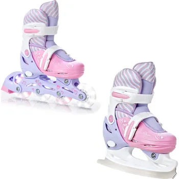RAVEN Kolečkové brusle 2v1 Raven Loret, svítící kolečka 27/30 BÍLÁ|FIALOVÁ|RŮŽOVÁ