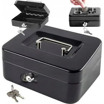 Trezor Kovová pokladnička na peníze černá Verk group