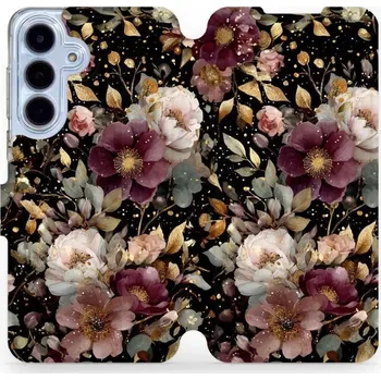 Telefonní příslušenství Mobiwear Flip pouzdro pro Samsung Galaxy S25 FE zlatavé kvítky