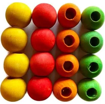 Hračka pro ptáka Terra International dřevěné kuličky s dírou pro opravu / výrobu hraček 2,4 × 0,9 cm 16 ks