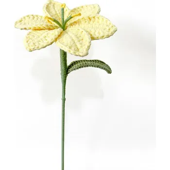 umělá květina ANNAM Háčkovaná květina Mini Lilie světle růžová, 11 × 41 cm