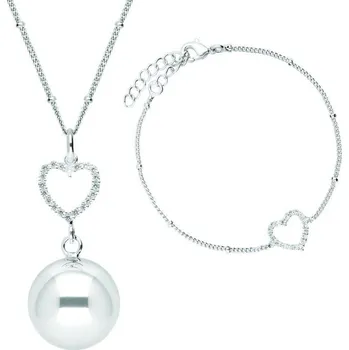 Náramek Bola Rolnička s náramkem Crystal Heart in silver