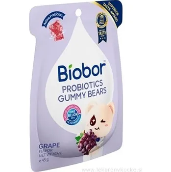 Bonbon Biobor Probiotics Gummy Bears hroznová příchuť – želé medvídci s probiotiky 45 g