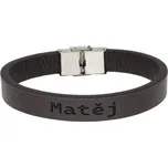 Ewena Kožený náramek hnědý se jménem Matěj