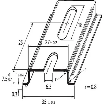 Rozvaděč Schmachtl PR-TS 35/F6 2m DIN-lišta 35x7,5 - děrovaná, šířka otvoru 6,3mm, pasivovaná (OMEGA 3F)