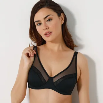 Podprsenka Blancheporte Zmenšující podprsenka Paia zn. Confidence Lingerie® z mikrovlákna a vyšívaného tylu, s kosticemi černá 85C
