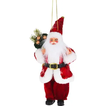 LAALU Vánoční ozdoby - santa k zavěšení s větvičkami, 20 cm