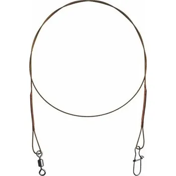 Delphin Ocelové lanko BOMB! s obratlíkem a karabinkou 4 × 49 vláken 11 kg 35 cm 2 ks