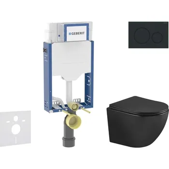 Geberit Kombifix - Set předstěnové instalace, klozetu Oudee a sedátka softclose, tlačítko Sigma20, matná černá/černá SANI15CA5505