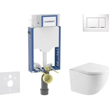 WC sada Geberit Kombifix - Set předstěnové instalace, klozetu Oudee a sedátka softclose, tlačítko Sigma20, bílá/chrom SANI15CA3142