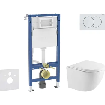 WC sada Geberit Duofix - Set předstěnové instalace, klozetu Oudee a sedátka softclose, tlačítko Delta01, alpská bílá SANI11CA3198