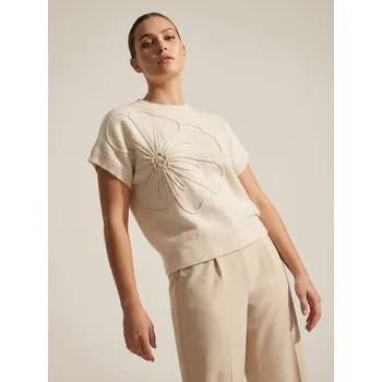 Dámský svetr Sinsay - Svetr bez rukávů s reliéfním květem - bílá - 125IJ-00X - 125IJ-00X-XS