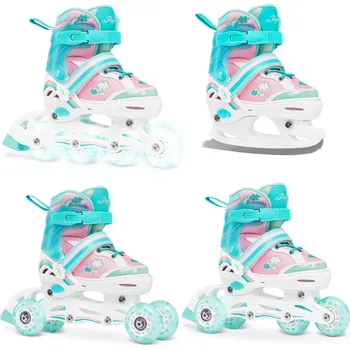 Sport RAVEN Kolečkové brusle Nastavitelná 4v1 Raven Zoya LED kolečka BÍLÁ|RŮŽOVÁ|ZELENÁ