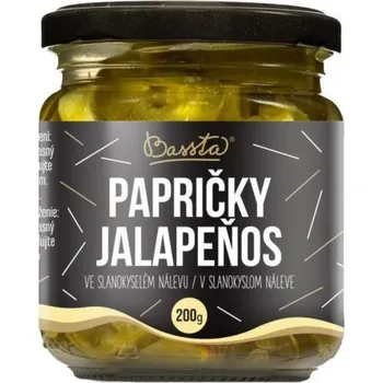 konzervovaná zelenina Bassta Krájené jalapeňo papričky ve slanokyselém nálevu 200 g