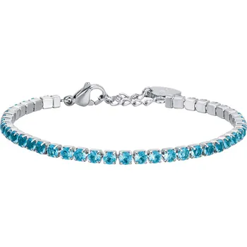 Náramek LUCA BARRA Tenisový náramek z oceli s modrými krystaly
