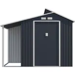 IWHome Domek zahradní HERA Z-A s přístřeškem 3,78 m2, antracit 229 × 292 × 129 cm