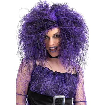 Karnevalová paruka Carnival Toys Fialovo - černá bohatá čarodějnická paruka