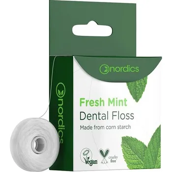 Dentální hygiena Nordics Fresh Mint zubní nit z kukuřičného škrobu 50 m
