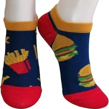 Veselé nestejné ponožky Jsem fastfood K - 42-44 / modrá