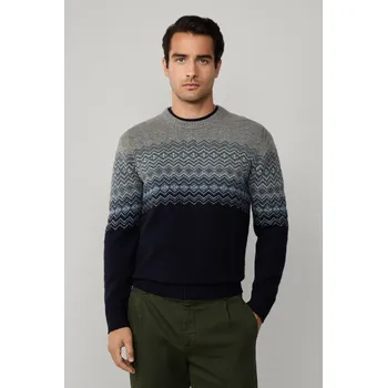 Pánský svetr SVETR HACKETT LONDON FAIRISLE CREW MIDNIGHT BLUE