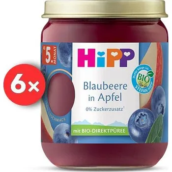 Dětská výživa HiPP BIO SUPEROVOCE Jablko a borůvky od uk. 4.-6. měsíce, 6× 160 g