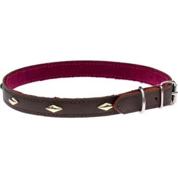Obojek pro psa Cobbys Pet Obojek z pravé kůže hnědý, podšitý a zdobený zlatými kosočtverečky 20mm/40cm