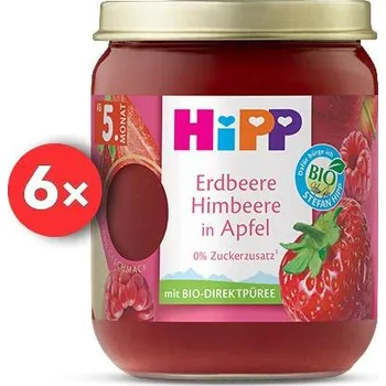 Dětská výživa HiPP BIO SUPEROVOCE Jablko, jahody a maliny od uk. 4.-6. měsíce, 6× 160 g