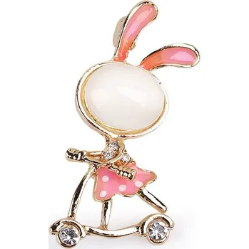 Brož Brož králíček, ovečka, žirafa, liška - 3 růžová sv. zajíc