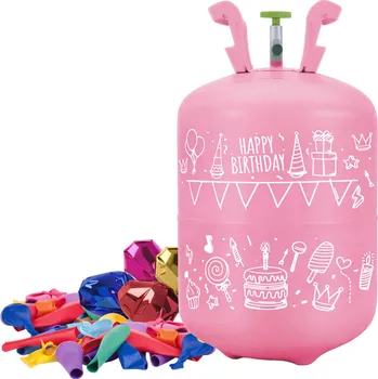 Balónek Ricokids 799001 Láhev s héliem 0,20 m3, 30 balónků a 40 m stuhy, růžová