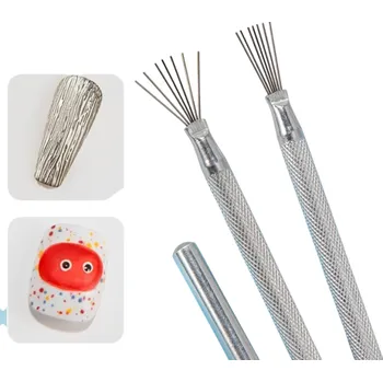 7pinový manikúrní nástroj pro 3D zdobení a malování nehtů 1,2 x 13 cm Luxusní ultratenké pero z nerezové oceli pro profesionální design