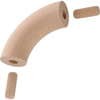Zábradlí dřevěný spojovací oblouk EDB-90S, dřevo - buk - ø 42 mm, úhel 90°, bez nátěru