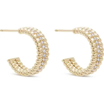 Šperk Biju Pozlacené náušnice 14K kruh se zirkony a oznamenty 1003187