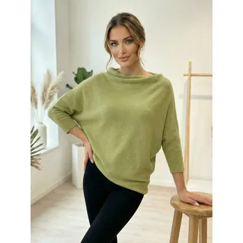 Dámský svetr Limetkový asymetrický dámský svetr, VELIKOST UNI ( XS, S, M )